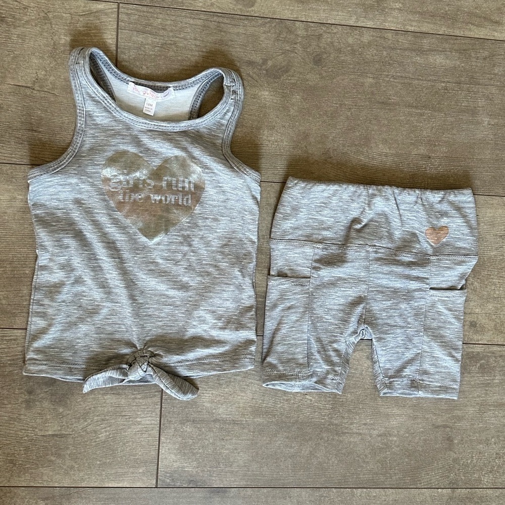 Young Hearts Girls Run The World Athletic Set 18M Baby Girl Bike Shorts & Tank